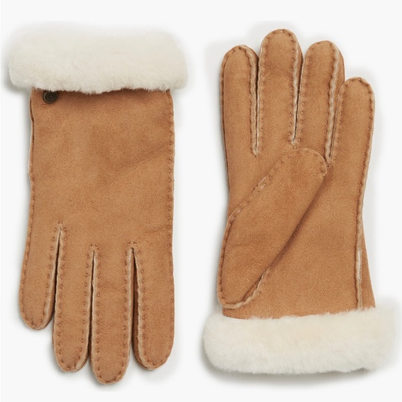 ✨ UGG® Genuine Dyed Shearling Suede Gloves– Chestnut – Ultra Soft & Gift-Ready ✨ - Picture 1 of 9